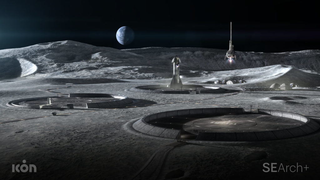 ICON Project Olympus 3D Print House on the Moon Concept Render 3. Image credit SEArch