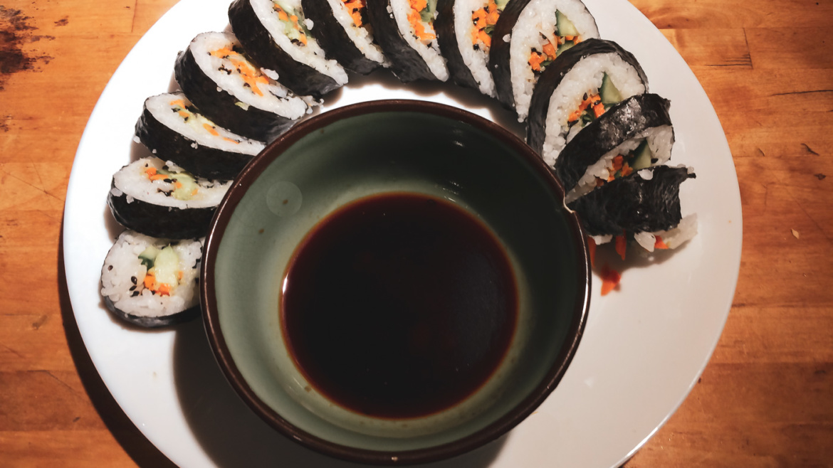 Making Vegetarian Sushi Maki Rolls