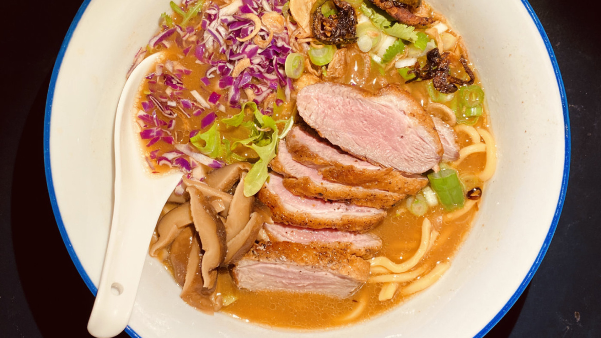 Seared Duck Breast with Shiitake & Truffle Miso Ramen