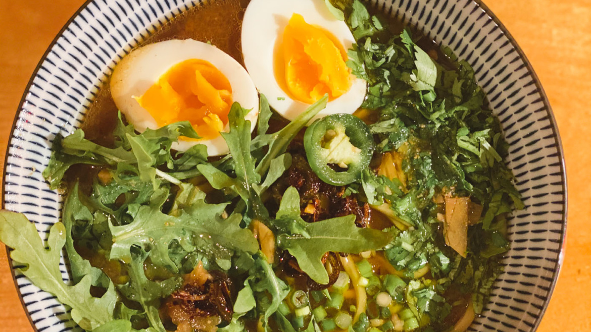 Arugula n Eggs Miso Ramen