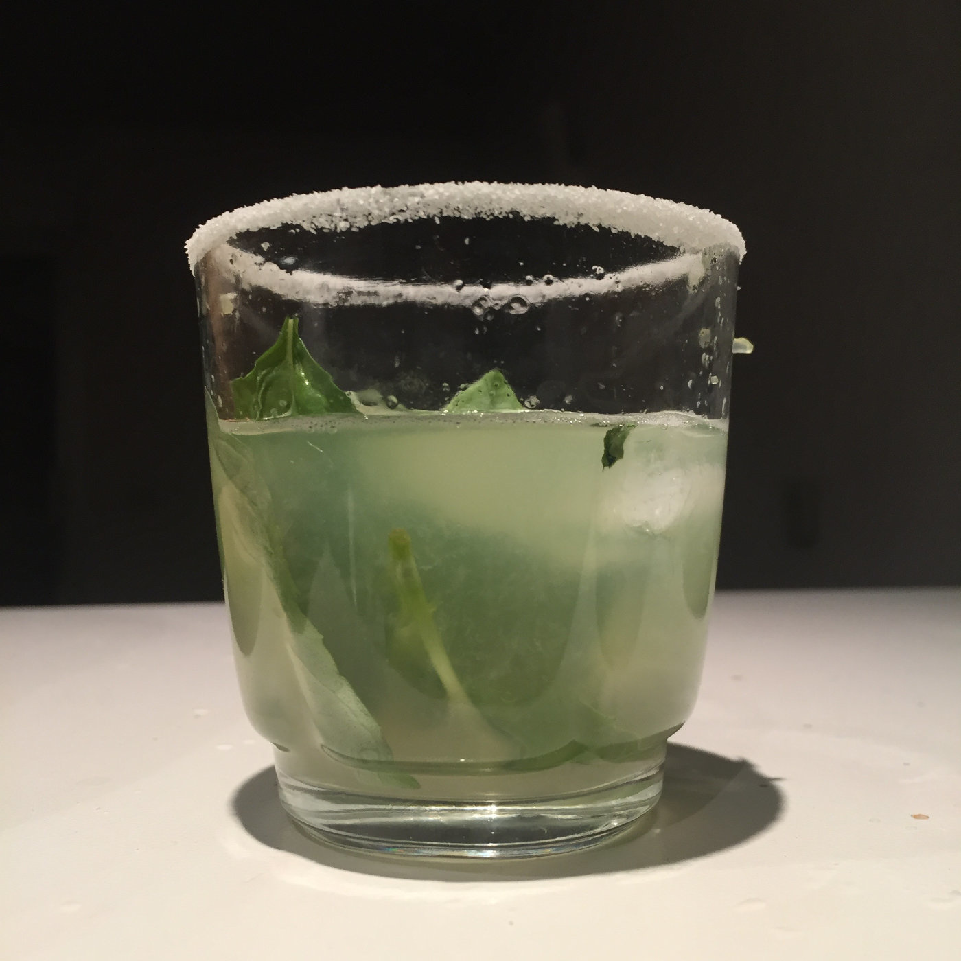 Its all about that salt rim. Throw in a little basil and let that feeling sink in.